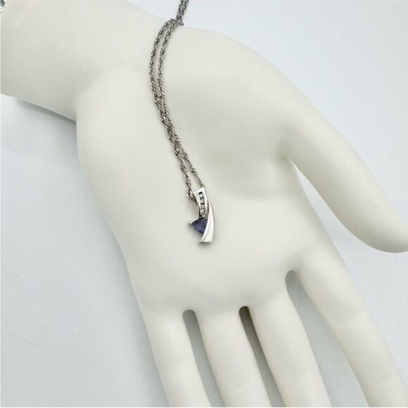 10K Two Tone White Gold Diamond & Tanzanite Ring & Pendant Set .04 ctw 3.6 - Picture 6 of 12